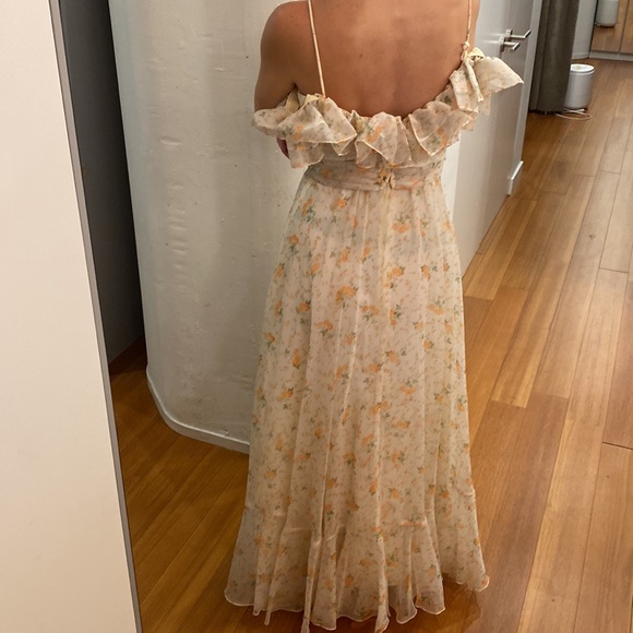 Vintage 1970 Bridesmaid Ruffle chiffon dress Gown - Picture 5 of 12